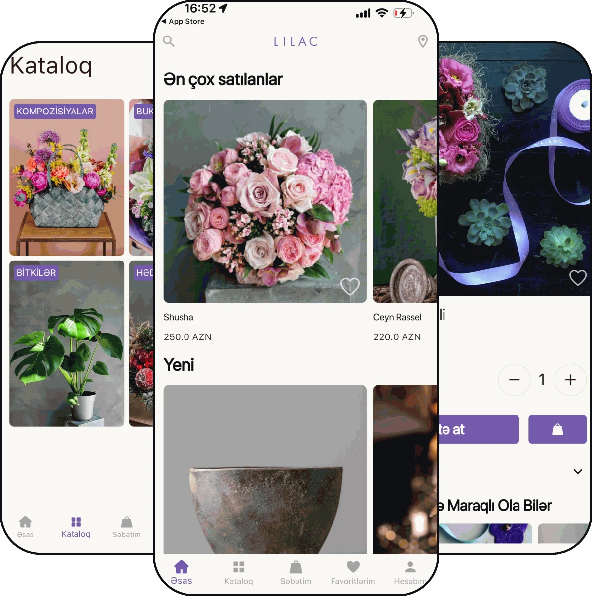 Lilac.az app screens