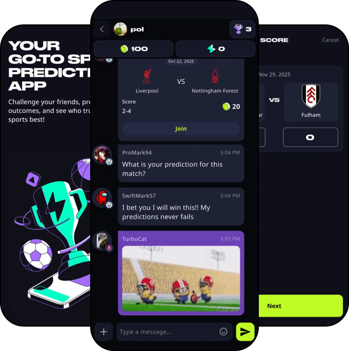 RYVL Team app screens