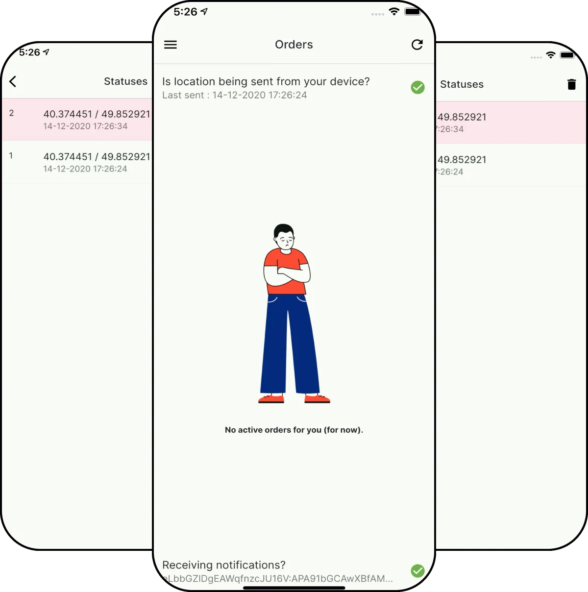 Tezibu Courier app screens